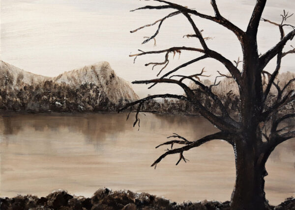 Malerei "Bergsee" 46 x 38 cm Acryl auf Leinwand